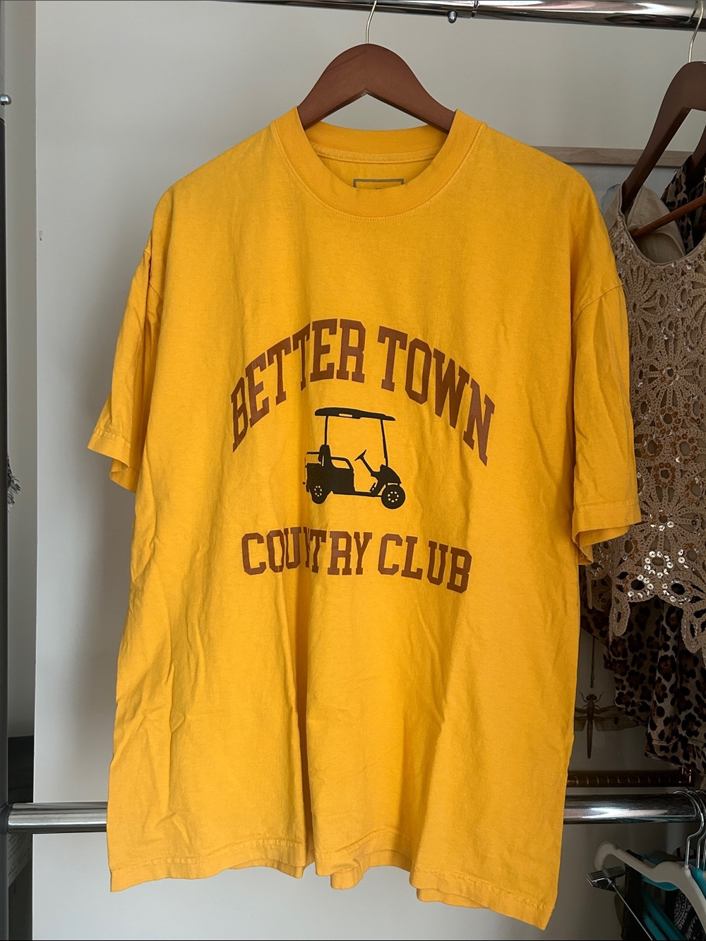 Men's XL Better Town Country Club Yellow Graphic Tee